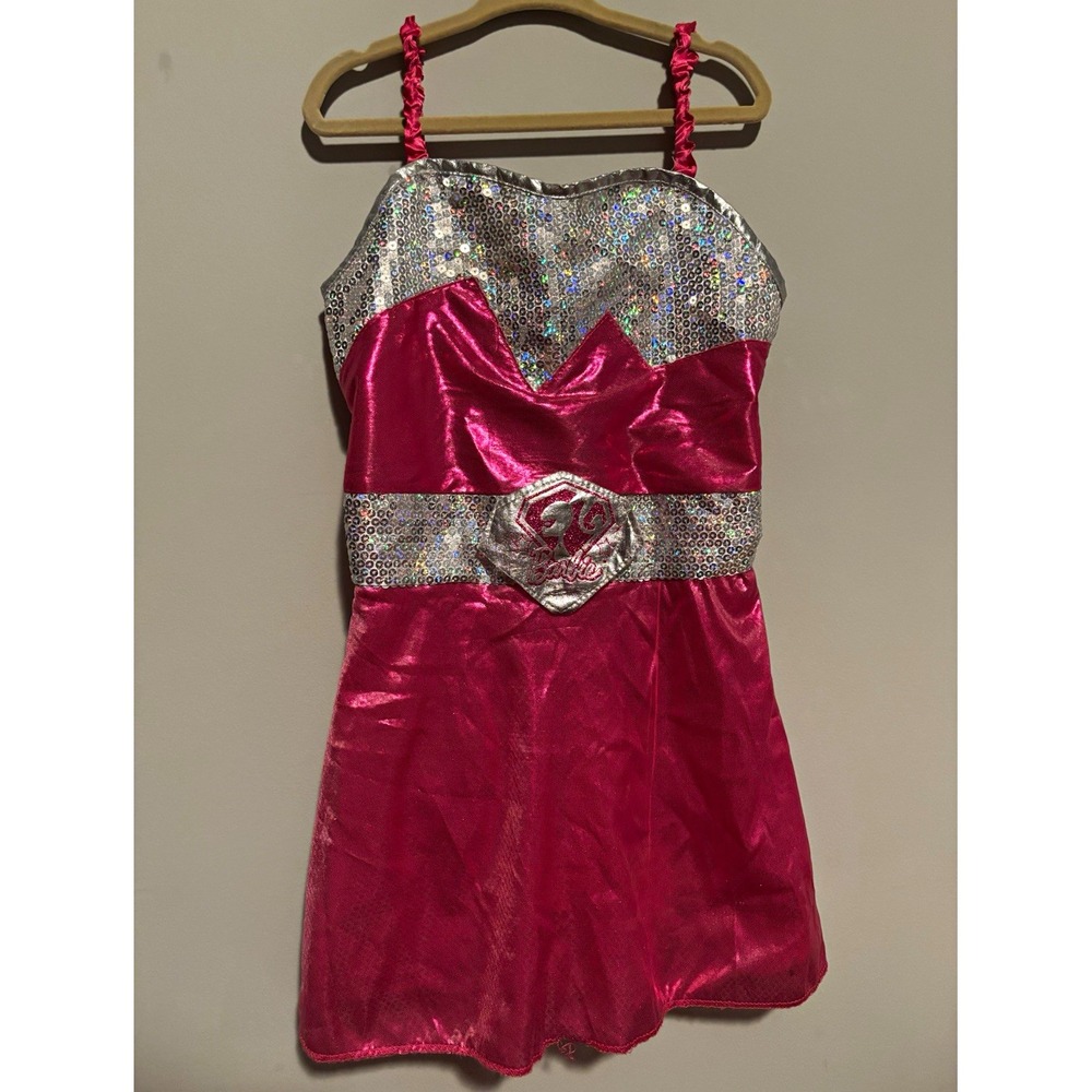 Just Play Barbie Costume Dress Pink Silver Sequin Girls Size 4-6X 26444601